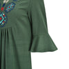 Dubai Turkey Arabian Green Three-quarter Sleeve Robe Muslim Lotus Leaf Sleeve Dress Ladies Loose Embroidered Robe