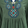 Dubai Turkey Arabian Green Three-quarter Sleeve Robe Muslim Lotus Leaf Sleeve Dress Ladies Loose Embroidered Robe