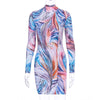 Dulzura print women mini dress long sleeve bodycon sexy party streetwear 2023 spring summer clothes slim outfit elegant clubwear