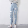 2022 Women Jeans Cloud Print Ripped Jeans Casual Slim Vintage High Waist Denim Jeans Boyfriend For Women Harem Pants