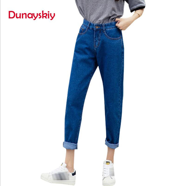 Autumn jeans women Fashionable Blue High Waist Loose Denim Jeans Female Harem Pants Trousers boyfriend jeans for women