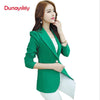 Women Autumn Winter Royalblue Black Green Solid Long Sleeve Notched Blazers  Formal Single Button Blazers For Lady