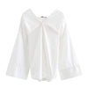 Autumn New V Collar Single Row Buckle Woman Long Sleeve Solid Color White Brief Shirt Fashion All-match J13800