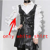 AutumnFashion New Pattern Korean Solid Color Ruffles Side Long Sleeve Zipper Black White Shirt Tide Tops Woman