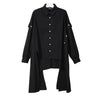 New Autumn Lapel Long Sleeve Black Irregular Hem Button Split Joint Loose Big Size Shirt Women Bouse Fashion JG725
