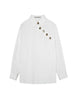 New Autumn Winter Lapel Long Sleeve White Stripe Oblique Button Stitching Loose Shirt Women Blouse Fashion Tide JG786