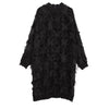 [EAM] 2023 Spring Autumn Stand Collar Long Sleeve Perspective Black Loose Tassels Big Size Dress Women Tide JI780