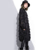 [EAM] 2023 Spring Autumn Stand Collar Long Sleeve Perspective Black Loose Tassels Big Size Dress Women Tide JI780
