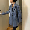 [EAM] Green PU Leather Big Size Women Blazer Lapel Long Sleeve Loose Fit  Jacket Tide Spring Autumn 2022 1DD6461