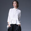 Autumn 5 Color Striped Spliced Loose Seven-quarter Sleeve Asymmetry Shirt Fashion New Women's LA828