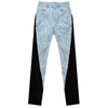 [EAM] High Waist Color-block Denim Long Casual Wide Leg Jeans Loose Women Trousers Tide Spring Autumn 2022 1DE3321