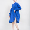 [EAM] Women Asymmetrical Pleated Big Size Dress Stand Collar Long Sleeve Loose Fit Tide Spring Autumn 2023 1K937