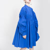 [EAM] Women Asymmetrical Pleated Big Size Dress Stand Collar Long Sleeve Loose Fit Tide Spring Autumn 2023 1K937