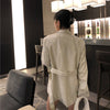 [EAM]  Women Beige Sequins Big Size Blazer Lapel Long Sleeve Loose Fit  Jacket Tide Spring Autumn 2022 1DA501