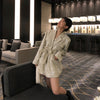 [EAM]  Women Beige Sequins Big Size Blazer Lapel Long Sleeve Loose Fit  Jacket Tide Spring Autumn 2022 1DA501