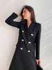 [EAM]  Women Big Size Long Double Breasted Black Blazer Notched Long Sleeve Loose Jacket Spring Autumn 2023 1DD5242