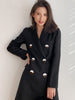[EAM]  Women Big Size Long Double Breasted Black Blazer Notched Long Sleeve Loose Jacket Spring Autumn 2023 1DD5242