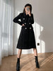 [EAM]  Women Big Size Long Double Breasted Black Blazer Notched Long Sleeve Loose Jacket Spring Autumn 2023 1DD5242