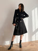 [EAM]  Women Big Size Long Double Breasted Black Blazer Notched Long Sleeve Loose Jacket Spring Autumn 2023 1DD5242