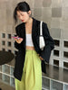 [EAM]  Women Black Back Belt Irregular Big Size Blazer Lapel Long Sleeve Loose Fit Jacket Spring Autumn 2023 1DE1424
