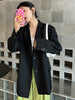 [EAM]  Women Black Back Belt Irregular Big Size Blazer Lapel Long Sleeve Loose Fit Jacket Spring Autumn 2023 1DE1424