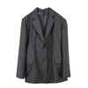 [EAM]  Women Black Back Belt Irregular Big Size Blazer Lapel Long Sleeve Loose Fit Jacket Spring Autumn 2022 1DE1424