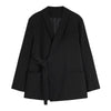 [EAM]  Women Black Bandage Big Size Blazer Lapel Long Sleeve Loose Fit  Jacket Tide Spring Autumn 2022 1X786