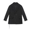 [EAM]  Women Black Big Size Irregular Blazer Lapel Long Sleeve Loose Fit Jacket Tide Spring Autumn 2023 1DD7642