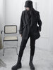 [EAM]  Women Black Big Size Irregular Blazer Lapel Long Sleeve Loose Fit Jacket Tide Spring Autumn 2023 1DD7642