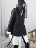 [EAM]  Women Black Big Size Irregular Blazer Lapel Long Sleeve Loose Fit Jacket Tide Spring Autumn 2023 1DD7642