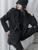 [EAM]  Women Black Big Size Irregular Blazer Lapel Long Sleeve Loose Fit Jacket Tide Spring Autumn 2023 1DD7642