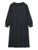 [EAM] Women Black Big Size Jacquard Casual Long Dress Hooded Long Sleeve Loose Fit Tide Spring Autumn 2023 1DE6438