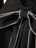 [EAM]  Women Black Bow Hollow Out Rhinestones Blazer Lapel Long Sleeve Loose Fit Jacket Spring Autumn 2023 1DE6215