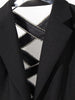 [EAM]  Women Black Bow Hollow Out Rhinestones Blazer Lapel Long Sleeve Loose Fit Jacket Spring Autumn 2023 1DE6215