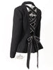 [EAM]  Women Black Bow Hollow Out Rhinestones Blazer Lapel Long Sleeve Loose Fit Jacket Spring Autumn 2023 1DE6215