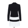 [EAM]  Women Black Contrast Color Pleated Blazer Lapel Long Sleeve Loose Fit  Jacket Tide Spring Autumn 2022 1T306