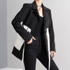 [EAM]  Women Black Contrast Color Pocket Blazer Lapel Long Sleeve Loose Fit  Jacket Tide Spring Autumn 2022 1S39401