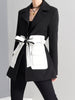 [EAM]  Women Black Contrast Color Pocket Blazer Lapel Long Sleeve Loose Fit  Jacket Tide Spring Autumn 2023 1S39401