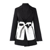 [EAM]  Women Black Contrast Color Pocket Blazer Lapel Long Sleeve Loose Fit  Jacket Tide Spring Autumn 2022 1S39401