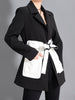 [EAM]  Women Black Contrast Color Pocket Blazer Lapel Long Sleeve Loose Fit  Jacket Tide Spring Autumn 2023 1S39401