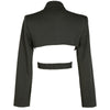 [EAM]  Women Black Cross Split Joint Blazer Lapel Long Sleeve Loose Fit  Jacket Tide Spring Autumn 2022 1T447