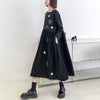 [EAM] Women Black Dot Big Size Long Pleated Dress Round Neck Long Sleeve Loose Fit Tide Spring Autumn 2022 1DE1704