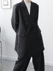 [EAM]  Women Black Double Breasted Big Size Blazer Lapel Long Sleeve Loose Fit Jacket Spring Autumn 2023 1DF0899