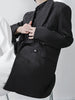 [EAM]  Women Black Double Breasted Big Size Blazer Lapel Long Sleeve Loose Fit Jacket Spring Autumn 2023 1DF0899