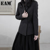 [EAM]  Women Black Double Breasted Blazer Lapel Long Sleeve Loose Fit  Jacket Tide Spring Autumn 2022 1DD0587