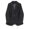 [EAM]  Women Black Drawstring Temperament Blazer Lapel Long Sleeve Loose Fit  Jacket Tide Spring Autumn 2022 1H792
