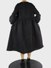 [EAM] Women Black Flower Big Size Midi Dress Round Neck Long Sleeve Loose Fit Tide Spring Autumn 2023 1DE4807