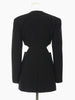 [EAM]  Women Black Hollow Out Elegant Blazer V-neck Long Sleeve Loose Fit Jacket Tide Spring Autumn 2023 1DE9889