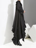 [EAM] Women Black Irregular Hem Ruffles Dress Round Neck Long Sleeve Loose Fit Tide Spring Autumn 2023 JI045