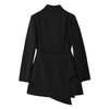 [EAM] Women Black Irregular Split Joint Button Dress Lapel Long Sleeve Loose Fit Tide Spring Autumn 2023 1Y787